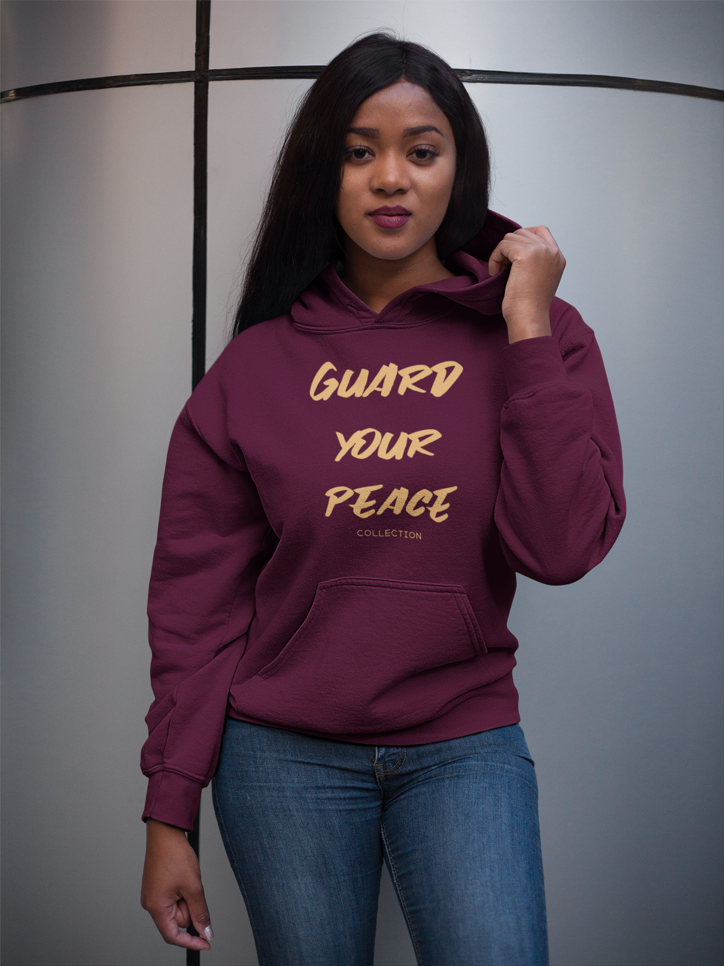 Guard your Peace Premium Hoodie- Burgundy